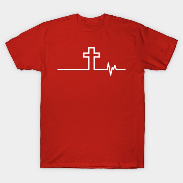 Cross Heartbeat 2 White - Finding Jesus T-Shirt by DPattonPD